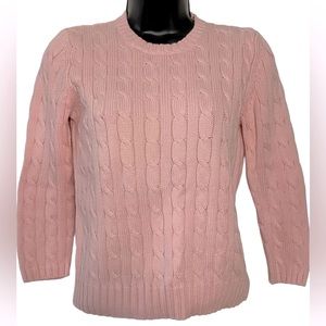 COPY - SUTTON STUDIO Women’s cable knit pink sweater Round neck Size P